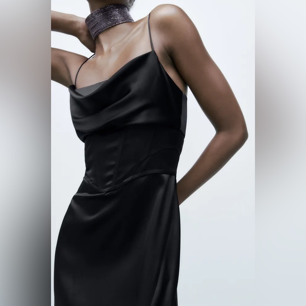 Zara SATIN LINGERIE STYLE DRESS